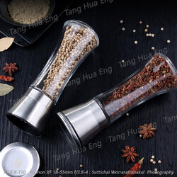 ( 1 อัน ) ทีบดพริกไทยแก้ว บดเครื่องเทศ ( กล่องสีดำ ) ขนาด 6.5x19 ซม.