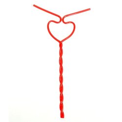 หลอดแฟนซี PVC หัวใจเกลีวคู่ 5 มิล ยาว 29 ซม. ( แพ็คละ 12 ชิ้น )