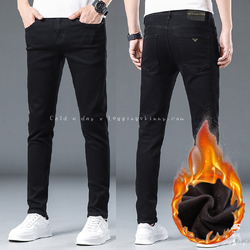 กางเกงยีนส์กันหนาวผู้ชาย ทรงสกินนี่ ไซส์ 29-38