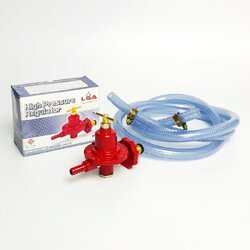 หัวปรับแรงดันสูง ( หัวร่ง ) + สายแก๊ส 2 เมตร + กิ๊ปรัดสาย 2 ตัว