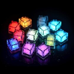 น้ำแข็งเทียมพร้อมไฟ LED สีเดียว ( LED ICE CUBE SINGLE COLOR ) ( 12 ชิ้น )