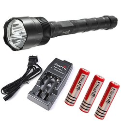 ไฟฉาย LED Trustfire TR-3T6 3800Lm 3x CREE XM-L T6 ( ใช้ถ่าน 2 หรือ 3 ก้อน ) + ที่ชาร์ตถ่าน + ถ่านชาร์ต 3 ก้อน