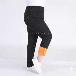 กางเกงยีนส์กันหนาว มีขนสัตว์ สำหรับสาวอ้วน สาวอวบ ไซส์ใหญ่ 2XL-9XL