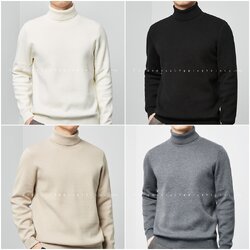 เสื้อไหมพรมคอเต่าเกาหลีผู้ชายสีพื้น มี 5 สี L-4XL