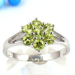 แหวนเงินแท้ราคาถูกชุบทองคำขาว เพอริดอทแท้ 0.91 กะรัต งานประณีตสวยงาม สั่งผลิตค่ะ