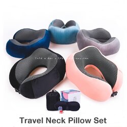 Travel Neck Pillow เซ็ทหมอนรองคอ+ที่อุดหู+ที่ปิดตา