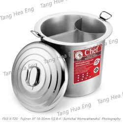 หม้อก๋วยเตี๋ยวสเตนเลส 45 ซม. 3 ช่องโค้ง ตราหัวม้าลาย ( 45/3 )