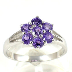 แหวนเงินแท้ราคาถูกชุบทองคำขาว แอมิทิสต์แท้ 1.05 กะรัต งานประณีตสวยงาม สั่งผลิตค่ะ