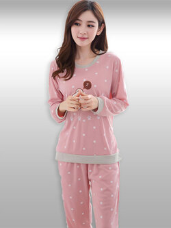 ชุดเซ็ทเสื้อกางเกงน้องหมีแต่งลายจุดน่ารัก รหัส2164