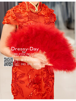 พัดเจ้าสาวขนนก หรูๆ พร้อมส่ง ของใช้จำเป็นในงานแต่งจีนของฝ่ายหญิง