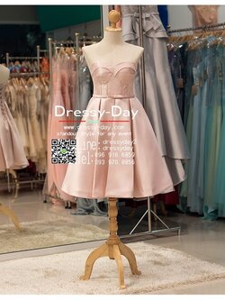 รหัส ชุดราตรียาว :PF047-1 ชุดราตรีสั้น เดรสออกงาน ชุดไปงานแต่งงาน ชุดแซก สีชมพู เกาะอก เหมาะสำหรับงานแต่งงาน งานกลางคืน กาล่าดินเนอร์