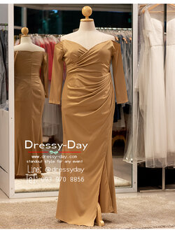 รหัส ชุดเจ้าภาพ : PFL174 ชุดไปงานแต่งคนอ้วน ชุดราตรีคนอวบสวยๆ แบบมีแขน เรียบหรูดูแพง พร้อมส่ง