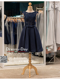 รหัส ชุดราตรีสั้น :PF049 ชุดราตรีสั้น เดรสออกงาน ชุดไปงานแต่งงาน ชุดแซก สีน้ำเงิน แขนกุด ซีทรู ผ้าไหมสุดหรู เหมาะสำหรับงานแต่งงาน งานกลางคืน กาล่าดินเนอร์