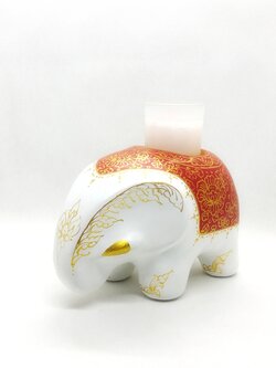 ช้างวางเทียนหอม Size M สีแดงขาว