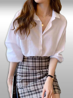 เสื้อเชิ๊ตแฟชั่นทรงผีเสื้อสวยหรู มี3สี รหัส2282