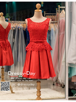 รหัส ชุดราตรีสั้น : BB058 ชุดแซก ชุดราตรี สีแดง แขนกุด เรียบหรูเหมาะใส่ออกงานกลางคืน งานคอกเทล ชุดไปงานแต่งงาน