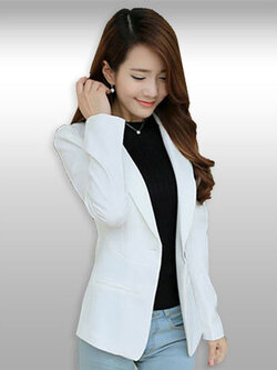 เสื้อสูทผู้หญิงแขนยาวสีขาวใส่ทำงานสวยหวาน มี 5 ไซส รหัส1853