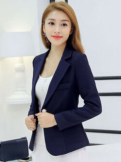 เสื้อสูทผู้หญิงแฟชั่นสีกรมท่าใส่ทำงาน สไตล์เรียบหรู มี 5 ไซส S/M/L/XL/2XL รหัส 1754