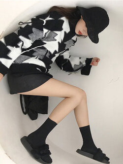 เสื้อกันหนาวแฟชั่นลายลูกศร คอปีนใส่กันหนาวได้ดีสไตล์เกาหลี รหัส 1749