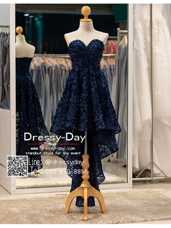 รหัส ชุดราตรีสั้น :PFS087 ชุดราตรีหน้าสั้นหลังยาว เกาะอก พร้อมส่ง ราตรีสั้น ลูกไม้สวยๆ หรู ใส่แล้วน่ารักในลุคคุณหนู