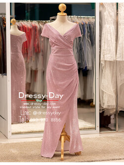 รหัส ชุดราตรียาว : PFL209 ชุดไปงานแต่งกลางคืน เย็น กลางวัน วัยรุ่น สวยเรียบหรูดูแพงสไตล์มินิมอล