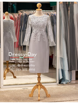 รหัส ชุดเจ้าภาพ : PFS098 ชุดแม่เจ้าสาวงานเช้า ชุดแม่เจ้าบ่าวตอนเช้า คนอ้วน อวบ ใส่สวย หรูหราโดดเด่นสมฐานะเจ้าภาพ