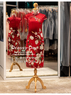 รหัส ชุดกี่เพ้า : KPS130 ชุดกี่เพ้าแฟชั่น ชุดกี่เพ้าประยุกต์แบบสัั้น โมเดิร์น ทันสมัย ใส่ตรุษจีนแล้วปังมาก