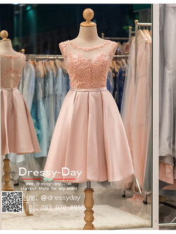 รหัส ชุดราตรีสั้น:PF083 ชุดแซกตกแต่งลูกไม้ ชุดราตรีสั้นหรูสีชมพู สวยเก๋ ใส่ออกงานราตรีก็เหมาะ ใส่ออกงานกลางวัน กลางคืน งานแต่งงาน ชุดงานหมั้น