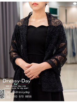 รหัส ชุดผ้าคลุมไหล่ : DD002 ผ้าคลุมไหล่ชุดราตรี ไปงานแต่ง ผ้าคลุมไหล่ชุดราตรีไซส์ใหญ่ เสื้อคลุมชุดราตรี พร้อมส่ง สวย เรียบหรู สีดำ