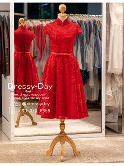 รหัส ชุดราตรีสั้น : PFS123A ชุดงานหมั้นแบบจีน ประยุกต์ สมัยใหม่ ชุดแต่งงานยกน้ำชา สวย เรียบหรู แบบมินิมอลสไตลล์