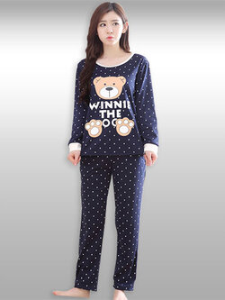 ชุดเซ็ทเสื้อกางเกงน้องหมีแต่งลายจุดน่ารัก รหัส2167