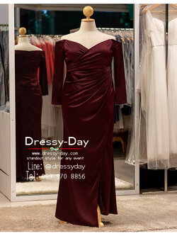 รหัส ชุดราตรียาว : PFL174 ชุดไปงานแต่งคนอ้วน ชุดราตรีคนอวบสวยๆ แบบมีแขน เรียบหรูดูแพง พร้อมส่ง