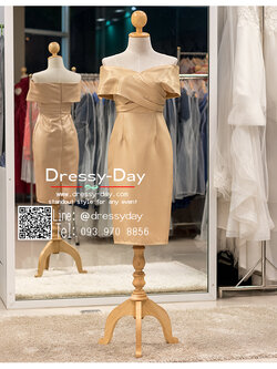 รหัส ชุดราตรี :PFS077 ชุดราตรีสั้น มีแขน เปิดไหล่ พร้อมส่ง สวย เรียบ หรู ดูแพง ใส่ไปงานแต่งงานกลางวัน กลางคืน คนอ้วนใส่สวยมาก