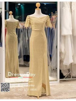 รหัส ชุดราตรียาว : PFL090 ชุดราตรียาว สีทอง ไหล่เปาด เข้ารูป ผ่าด้านข้างสุดเซ็กซี่ เหมาะใส่ออกงานกลางคืน งานแต่งงาน งานกาล่าดินเนอร์ งานเลี้ยง งานพรอม งานรับกระบี่