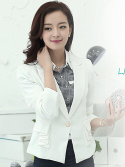 เสื้อสูทผู้หญิงสีขาวใส่ทำงาน สไตล์เรียบหรู 6 size S/M/L/XL/2XL/3XL รหัส 1820