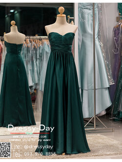 รหัส ชุดราตรี :PF054 ชุดราตรียาวหรูจับจีบช่วงอก เดรสออกงานสีเขียว ชุดไปงานแต่งงานผ้าเครป ชุดแซก สีเขียว เกาะอก เหมาะสำหรับงานแต่งงาน งานกลางคืน กาล่าดินเนอร์