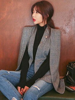 สินค้าพรีออเดอร์ สูทผ่าไหล่แบบสวยสไตล์เกาหลี รหัส PO-SUIT-001