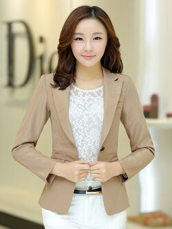 เสื้อสูทผู้หญิงแขนยาวสีกากีแบบสวยหรูรหัส 1714