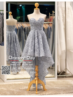 รหัส ชุดราตรีสั้น :PFS087 ชุดราตรีหน้าสั้นหลังยาว เกาะอก พร้อมส่ง ราตรีสั้น ลูกไม้สวยๆ หรู ใส่แล้วน่ารักในลุคคุณหนู