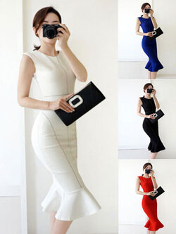 สินค้าพรีออเดอร์ ชุดเดรสแฟชั่นทำงานสไตล์เรียบหรู 4สี 4ไซส รหัส PO-Dress-016