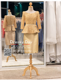 รหัส ชุดราตรี :PFS065 ชุดราตรีสั้น หรู มีแขน ชุดไปงานแต่งงานกลางวัน กลางคืน ชุดราตรีสั้นคนอ้วนใส่สวย พร้อมส่ง