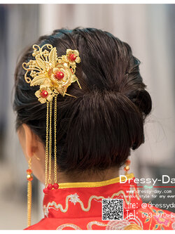 รหัส ปิ่นปักผมจีน : TR087 ขาย ปิ่นปักผมจีน พร้อมส่ง สีทอง เครื่องประดับผมจีน แบบโบราณ เหมาะมากสำหรับใส่ในพิธียกน้ำชา และงานแต่งงานธรรมเนียมจีน