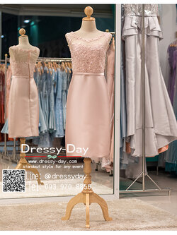 รหัส ชุดราตรี :PFS039 ชุดแซกผ้าลูกไม้งานสวยตกแต่งกริตเตอร์ ชุดราตรีสั้นหรูสีชมพู สวย สง่า ดูดีแบบเจ้าหญิง ใส่เป็นชุดไปงานแต่งงาน งานกาล่าดินเนอร์ งานเลี้ยง งานพรอม งานรับกระบี่