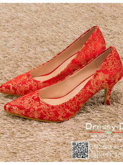 รหัส รองเท้าไปงาน : RR007 รองเท้าเจ้าสาว พร้อมส่ง สีแดง ปักดิ้นทอง สวย สง่า ดูดีแบบเจ้าหญิง ใส่เป็นรองเท้าคู่กับชุดกี่เพ้า ชุดยกน้ำชา ชุดงานหมั้น หรือ ใส่ออกงาน กลางวัน กลางคืน สวยสง่าดูดีมากคะ ราคาถูกกว่าห้างเยอะ