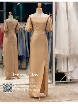 รหัส ชุดราตรี :PFL097 ชุดราตรียาวมีแขน สวยหวานหรู ราตรียาวสีทอง ผ้าไหมญี่ปุ่น ไหล่ปาด ผ่าหน้าสวยเซ็กซี่ สวยหรูแบบเรียบโก้ และใส่ได้หลากหลายโอกาสคร๊าา มาพร้อมซับในอย่างดี คัตติ้งเนี๊ยบๆ