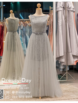 รหัส ชุดราตรี :PFL045 ชุดไปงานแต่งสกรีนเพชรด้านในชุดอย่างสวยหรู ชุดราตรียาว หรู ชุดแซกสีเทา สวยหวานน่ารักมากๆ เหมาะสำหรับงานแต่งงาน งานกลางคืน กาล่าดินเนอร์