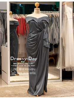 รหัส ชุดราตรียาว : PFL142 ชุดไปงานแต่งคนอ้วน ชุดราตรีคนอวบสวยๆ แบบมีแขน เรียบหรูดูแพง พร้อมส่ง