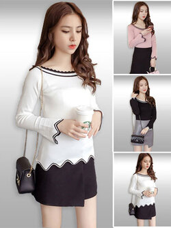 เสื้อแฟชั่นไหมพรมแบบสวยหวานมี3สี รหัส2031