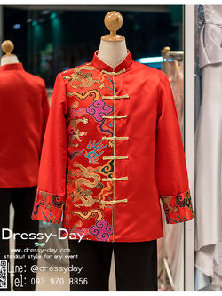รหัส เสื้อจีนชาย : KPM006 เสื้อจีนชาย พร้อมส่ง ชุดจีนชาย โบราณ สีแดง ดีเทลทอง เหมาะมากสำหรับใส่ในพิธียกน้ำชา ถ่ายพรีเวดดิ้ง และสำหรับญาติเจ้าภาพ สำเนา