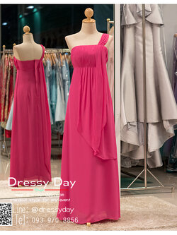 รหัส ชุดราตรียาว :AK139 ชุดราตรีไหล่เฉียง สีชมพู ชุดไปงานแต่งประดับกริตเตอร์ช่วงเอวและไหล่ ชุดแซกผ้าชีฟอง เหมาะใส่ออกงานแต่งงาน งานกลางวัน กลางคืน